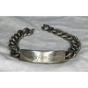 Old Silver Identification Bracelet "Silver Made In Mexico" To Lynn From Tommy